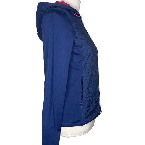 Tommy Hilfiger Womens Hooded Jacket Size Small Full Zip Active Thumbholes Blue - Picture 3 of 8